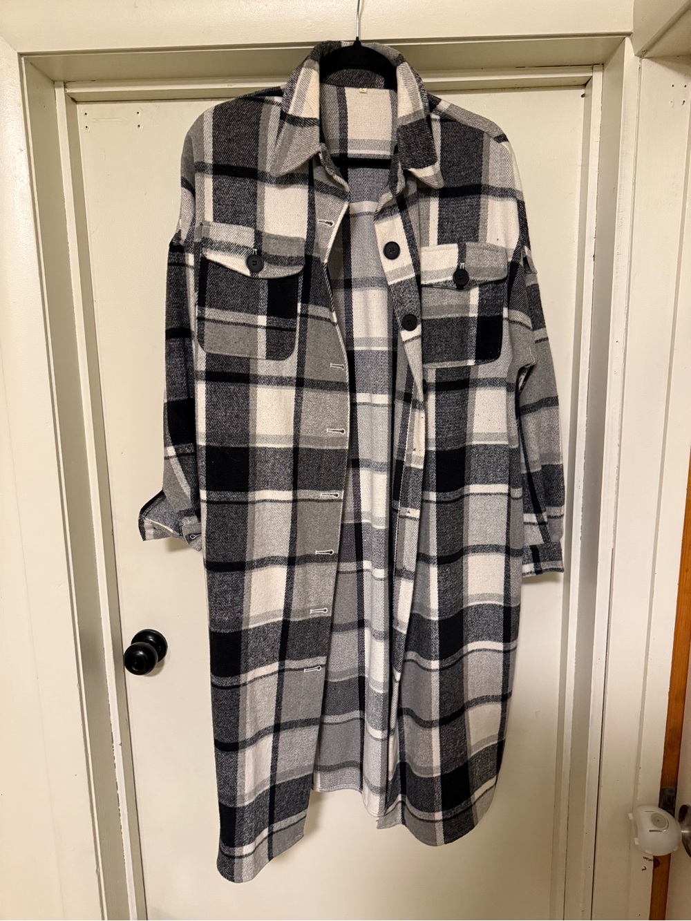 Black & White Plaid Longline Shacket